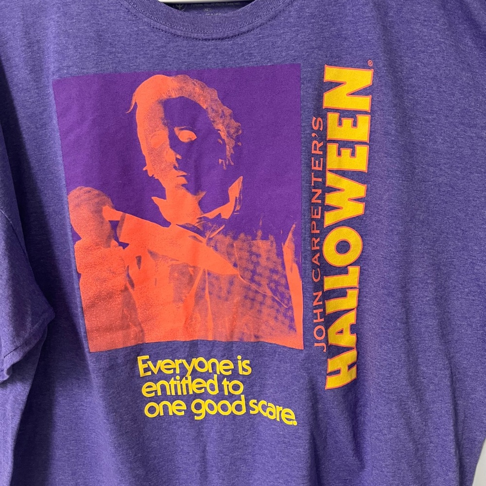 John Carpenter Halloween Michael Myers Purple Graphic T-Shirt Mens 2XL Movie Tee - Picture 2 of 6